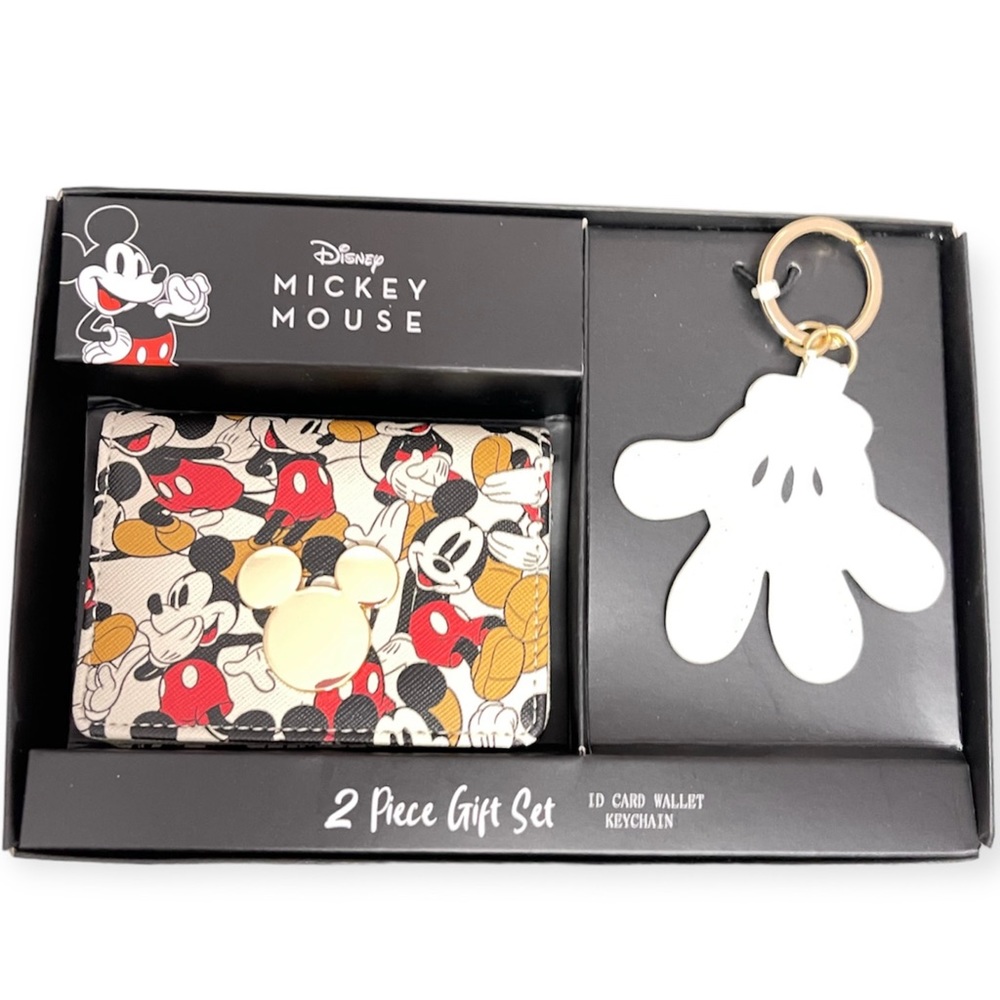 DISNEY Mickey Mouse ID Wallet & Key Chain Gift Set NWT